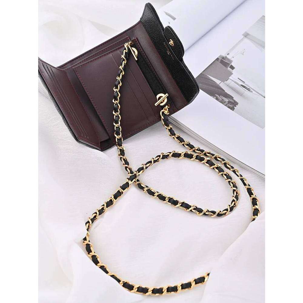 Hot Selling Ort Tee-Tab Wallet Leather Crossbody Bag With Chain Bla Caviar Pattern Faion Accory By San Geng Tu Designer Bags