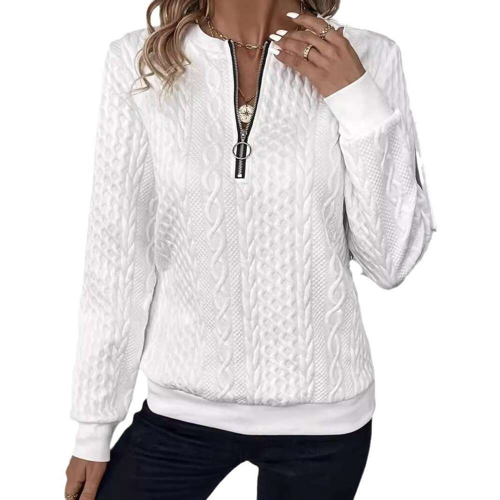 2025 European and American Cross-Border Women's Autumn Winter Quilted Zipper Casual Sweatshirt