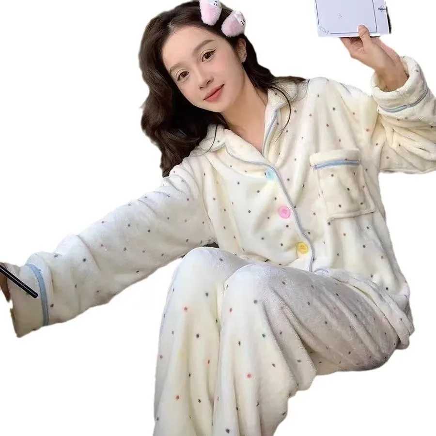 Winter New Flannel Thickened Velvet Womens Pajama Set Cute Tweed Style Home Clothes Plus Size CrossBorder Wholesale Z250925