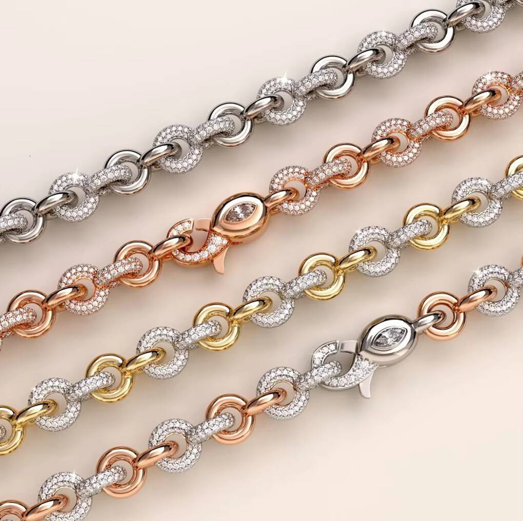 9K18K Gold Hip Hop Cuban Chain Cross Sword Pendant CVD Lab Grown Diamond Mens Necklace Set with IGI 20 Deposit