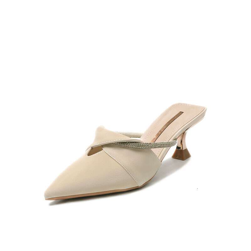 2024 Manufacturer Wholesale Pointed Stiletto Women's Bun Toe Back Half Drag Casual Girly Style High Heel Sandals