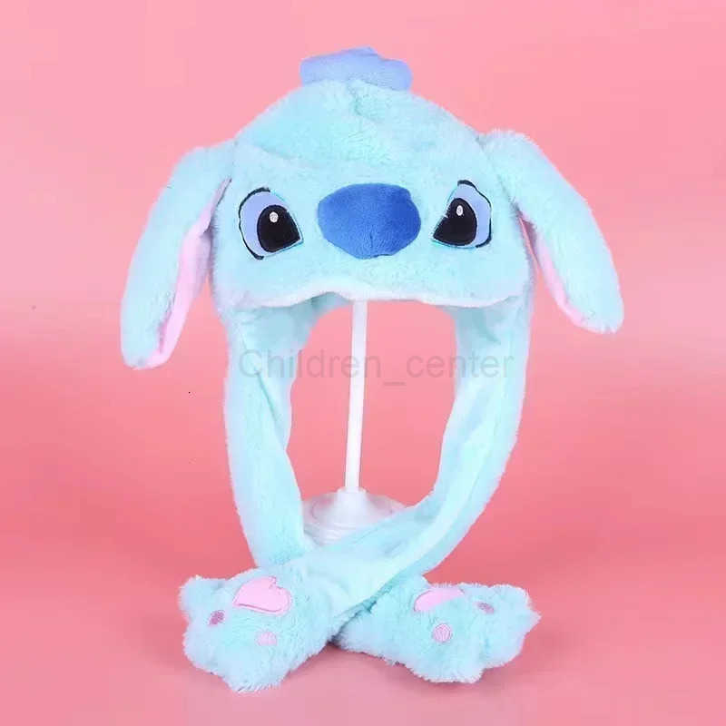 Disney Kawaii Stitch Ear Hat Non Luminescence Cute Cartoon Cosplay Party Hat Moving Jumping Rabbit Hat for Kids Gifts H250926