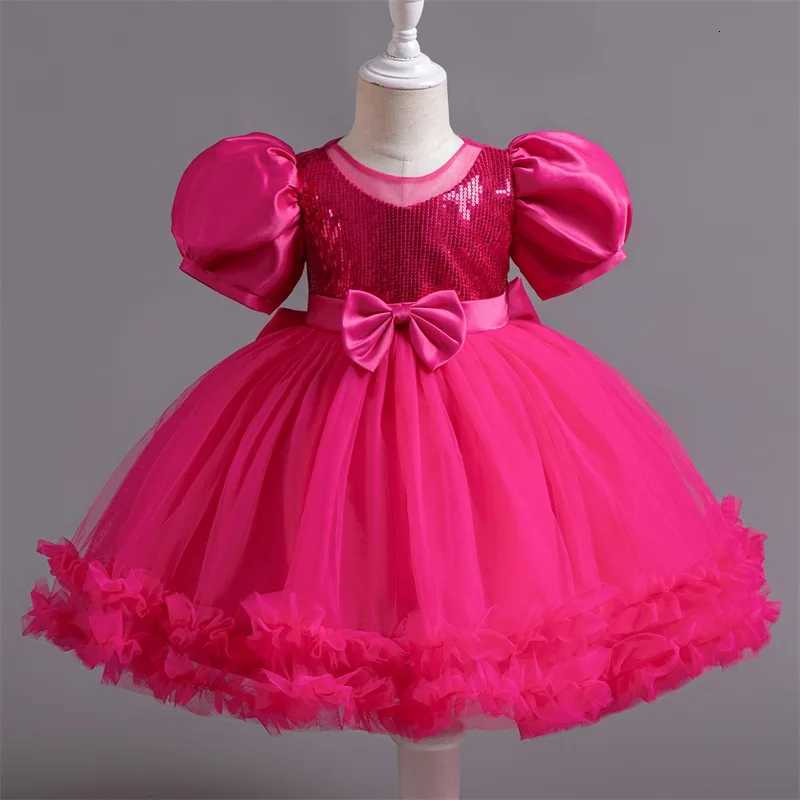 Baby Girl Fluffly Pink Princess Dress Toddler Infant Wedding Party Prom Gown Children Sequin 1st Birthday Baptism Evening Dress Z250926