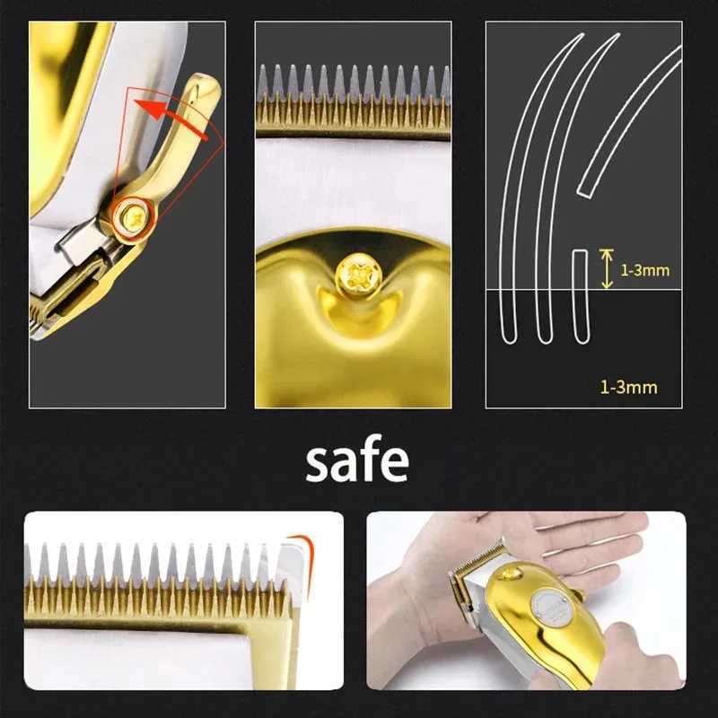 Kemei 1986 All Metal Barber Professional Hair Clipper Electric Cordless LCD Hair Trimmer Gold Silver Men Hair Cutting Machine R250926