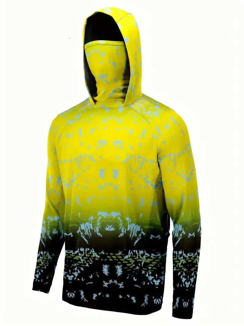 Fishing Shirt Hooded Men Fishing Clothes Outdoor Summer Mask Hoodie Sun Uv Protection Performance Jersey Z250926