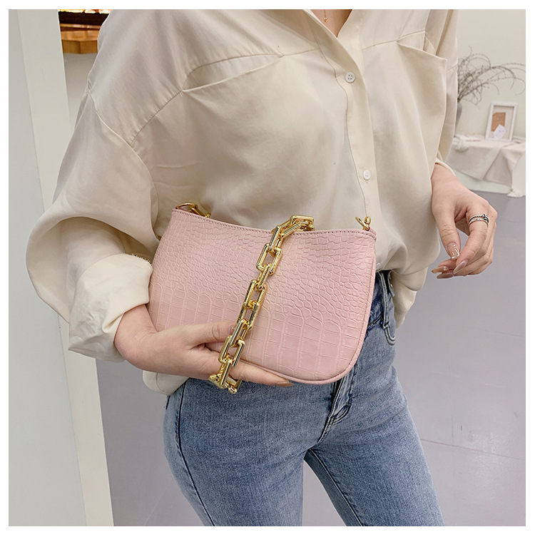 2025 Autumn/Winter Women's New Texture Bag French Personalized Light Luxury Retro Style Stone Pattern Handbag Fashion Chain Shoulder Bag Designer