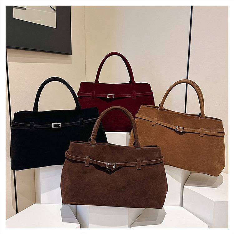 Womens Bags Large Capacity Suede Matte Vintage Tote Shoulder Bag