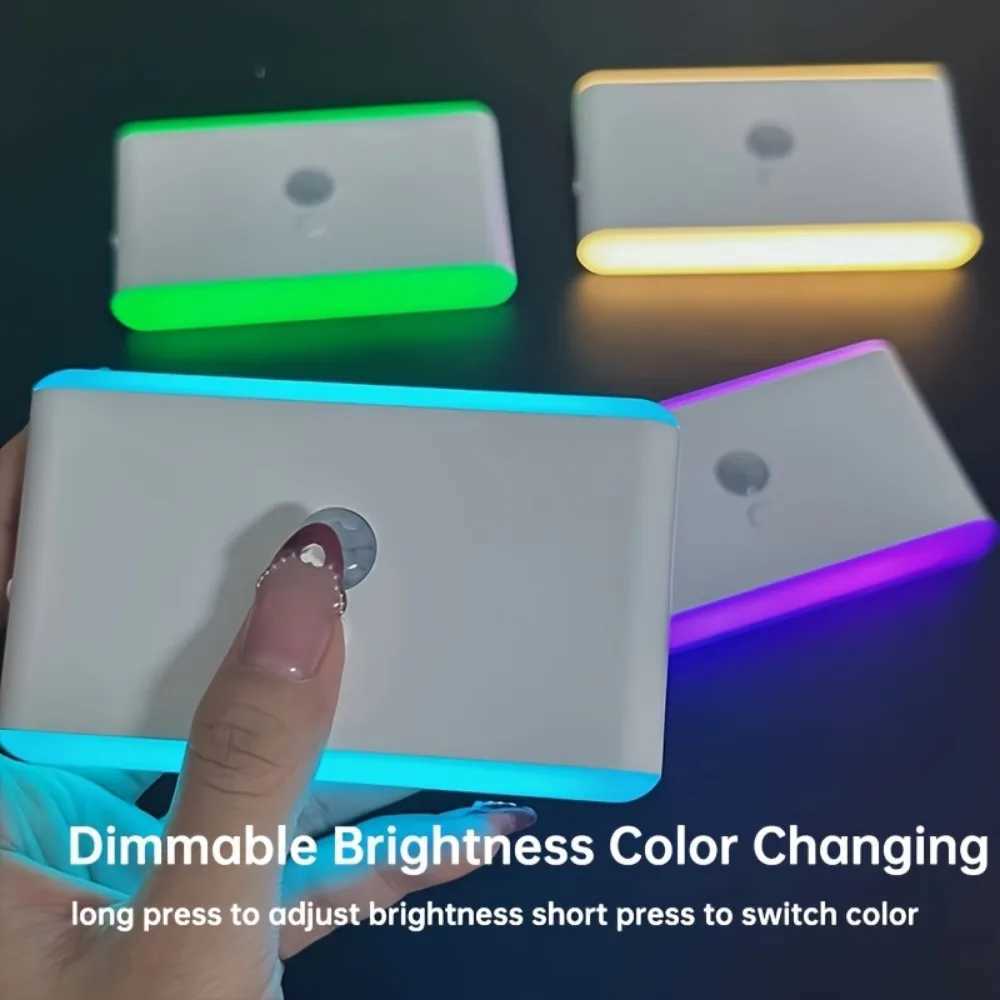 1pc USB Rechargeable LED Motion Sensor Light Thin WallMounted RGB Night Lighting for Corridors Storage Closets Kitchens C250925