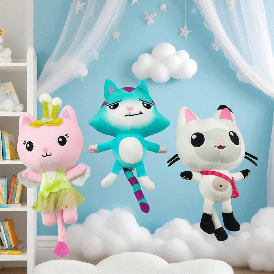 New Gabbys Dollhouse Plush Toy Mercat Cartoon Stuffed Animals Smiling Cat Car Cat Hug Gabys Girl Dolls Kids Birthday Gifts Y250925