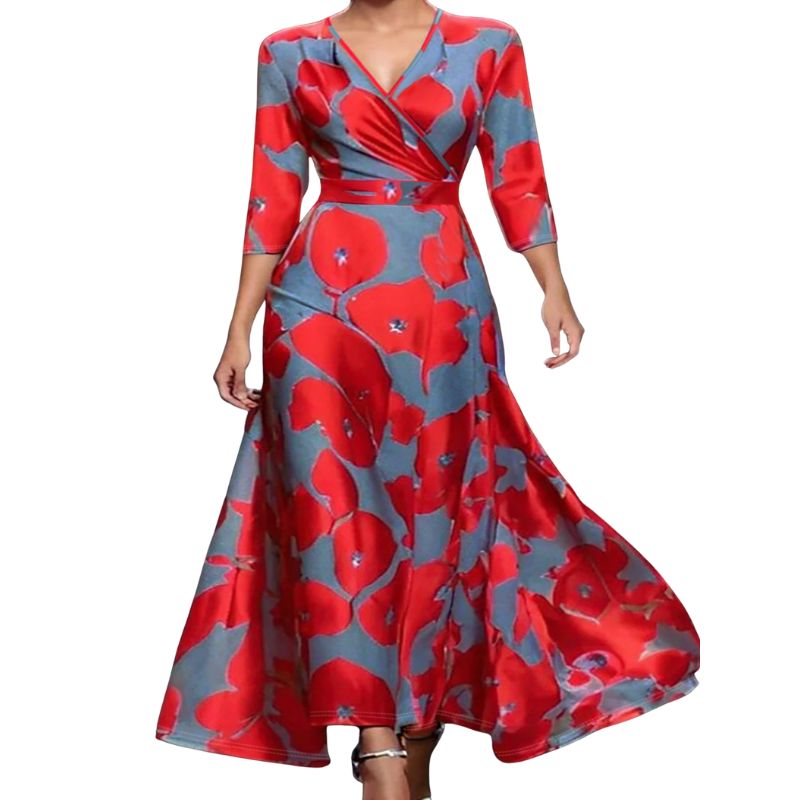 Women's Spring & Autumn New Elegant Fashion Daily Commute Midi Dress 3/4 Sleeve A - Line Dress-YL25378