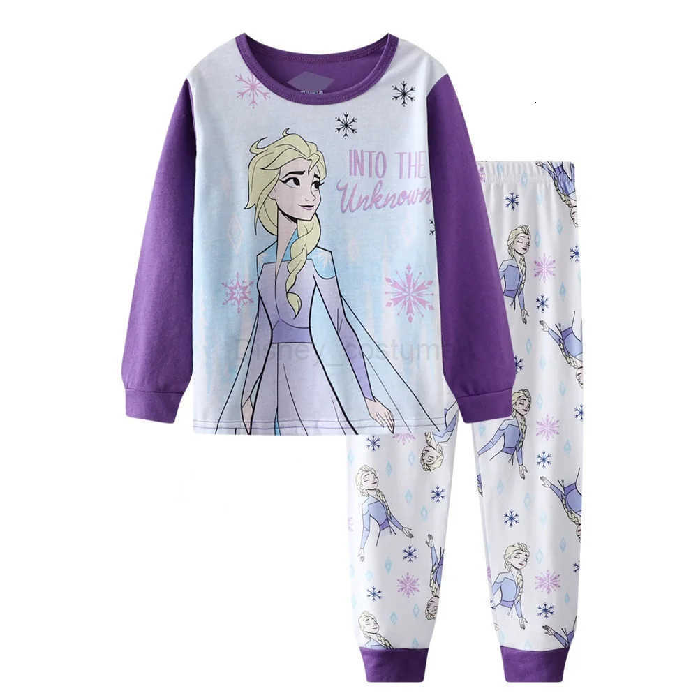 Disney New Kids Pajama Set Cotton Soft Elsa Print Loungewear Long Sleeve Pjs Sleepwear for Toddler Boys nightwear Girls nighty H250926