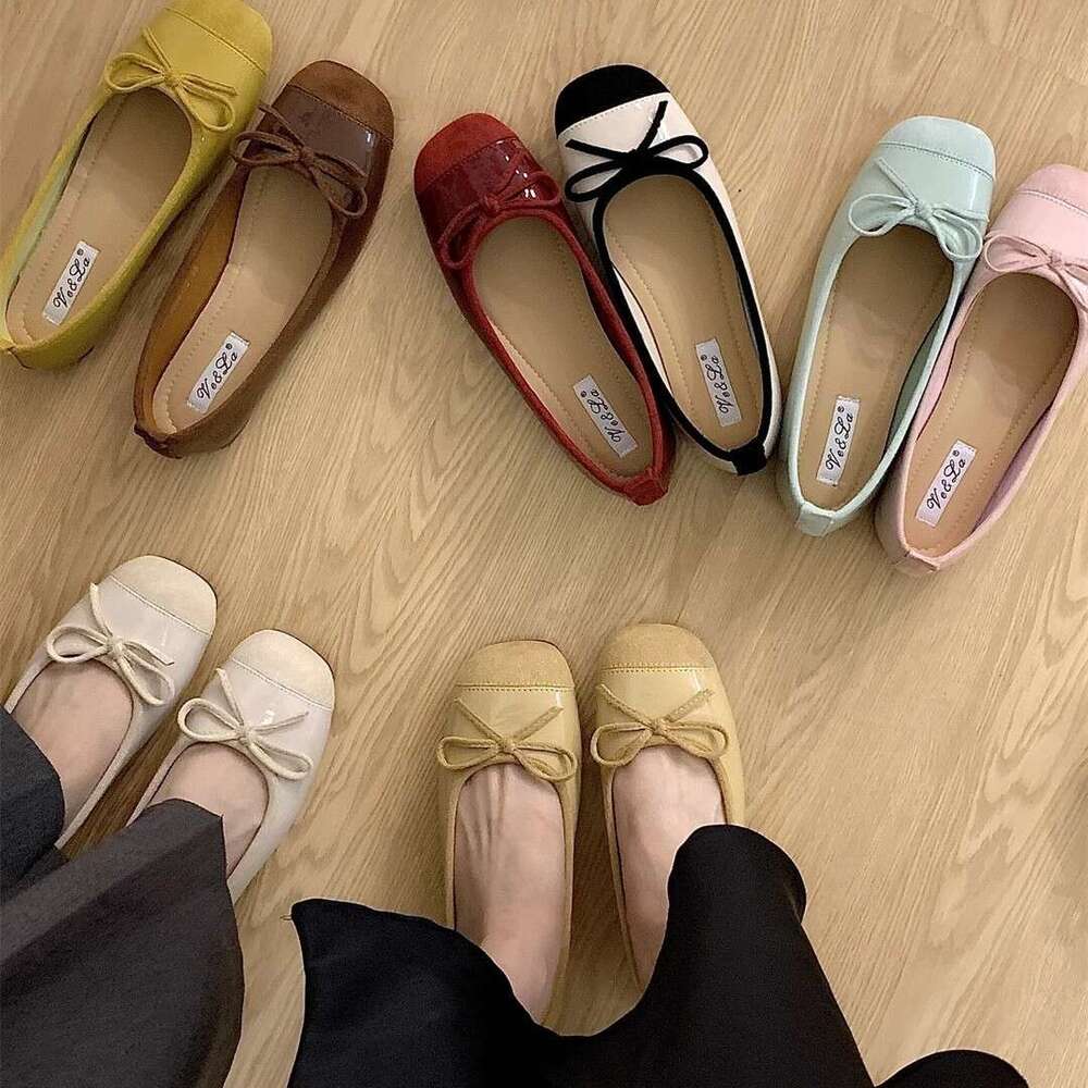 Korean Style French Bow Designer Shoe Silver Single Candy Women's Flat Summer Evening Ballet Shoes
