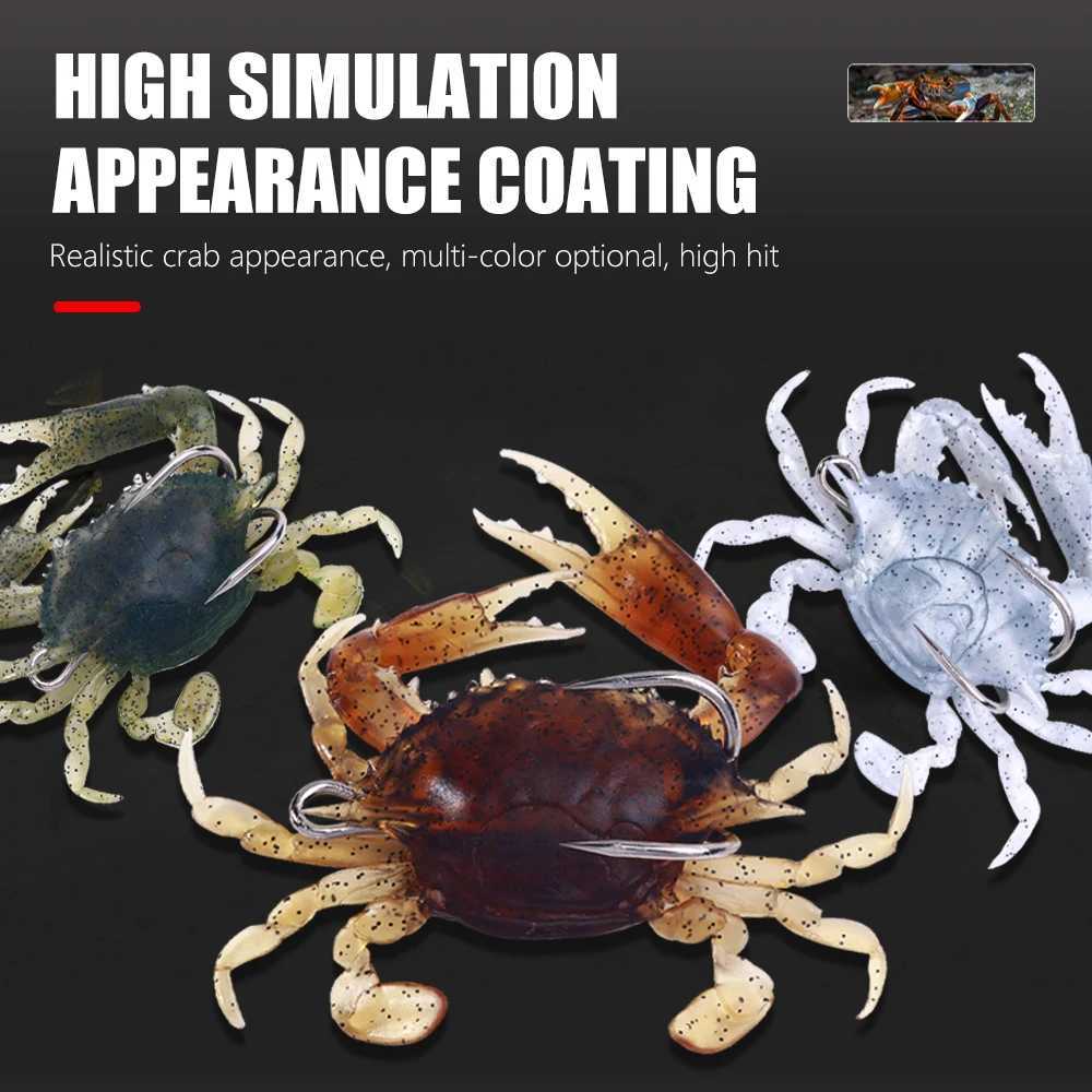 HENGJIA 3pcs 8cm 19g 3D Simulation Crab Bait With Hook Artificial Soft Silicone Lure Fishing Goods saltwater Pike Fishing Lure W250926