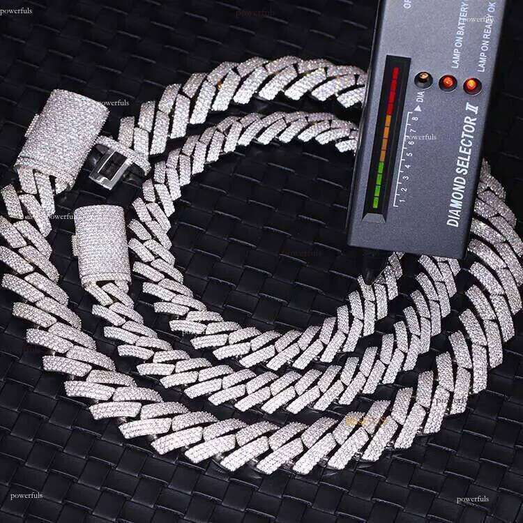 Heavy Hip Hop Necklace 20Mm 15Mm Iced Out Moissanite Dia Sier Cuban Link Chain For Men Free of charge delivery