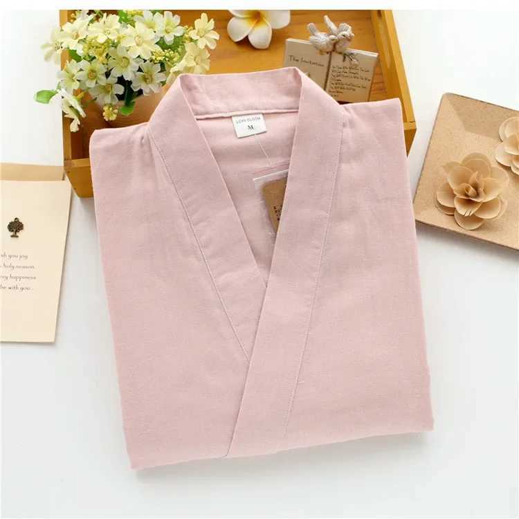 Kimono Robes Pajamas Suit for Couples Mens and Womens Cotton Sleepwear Clothes with Tie Up Three Quarter Sleeve Long Pants Z250925