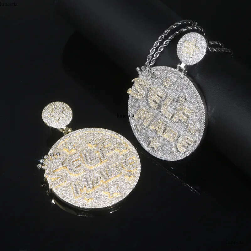 necklace moissanite chain Self Made Letter Iced Out Pendant for MenCubic Zirconia Cz Charm Gold Plated Hip Hop Fashion Jewelry