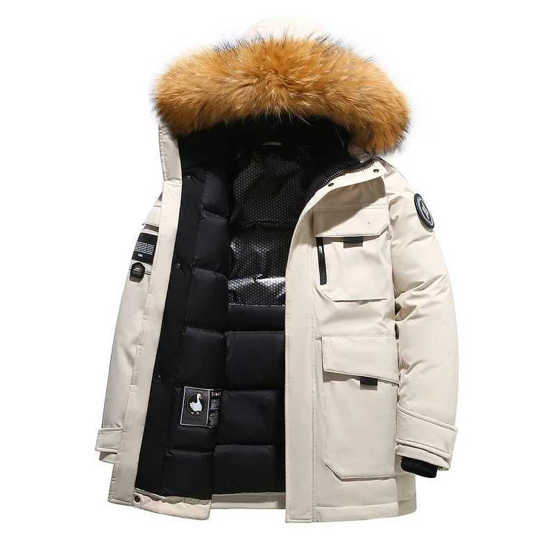 Black Down Jacket 2024 Winter Lined White Duck Down Hooded Fur Collar Jacket Casual Fashion Thick Warm Embroidered Design Parka W250926