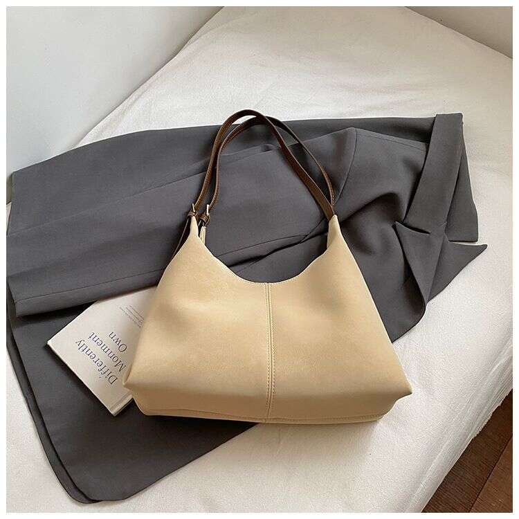 for Women, Large Capacity New Versatile Lazy Style Single Shoulder Crossbody Commuter Soft Leather Tote Bag