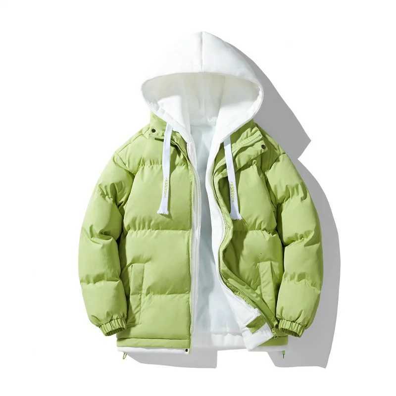 Winter Padded Jacket Men Fake Two Piece Hooded Quilted Coat Fahsion Handsome Loose Casual Thick Windproof Warm Wadded Jacket W250926