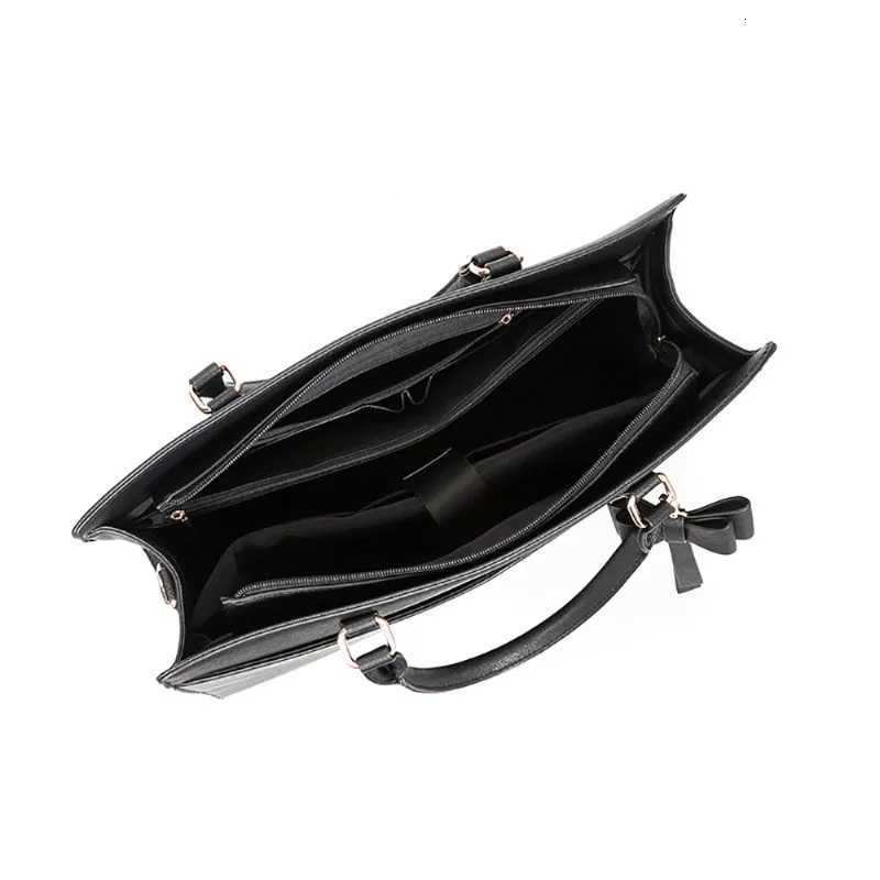 Korean Fashion Texture Cross Pattern Tote Bag Large Capacity Bow Design Shoulder Bag Simple Portable Womens Luxury Commuter Bag Z250926