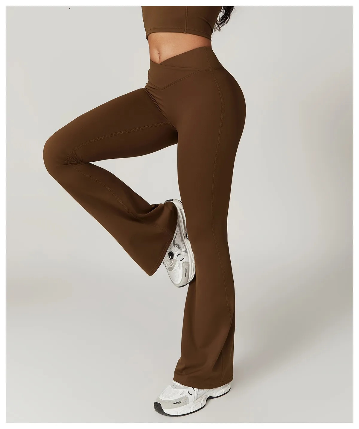 High Waist Crossover Flare Yoga Leggings for Women V Cross Tummy Control Wide Leg Bell Bottoms Fitness Pants Gym Leggings 250922