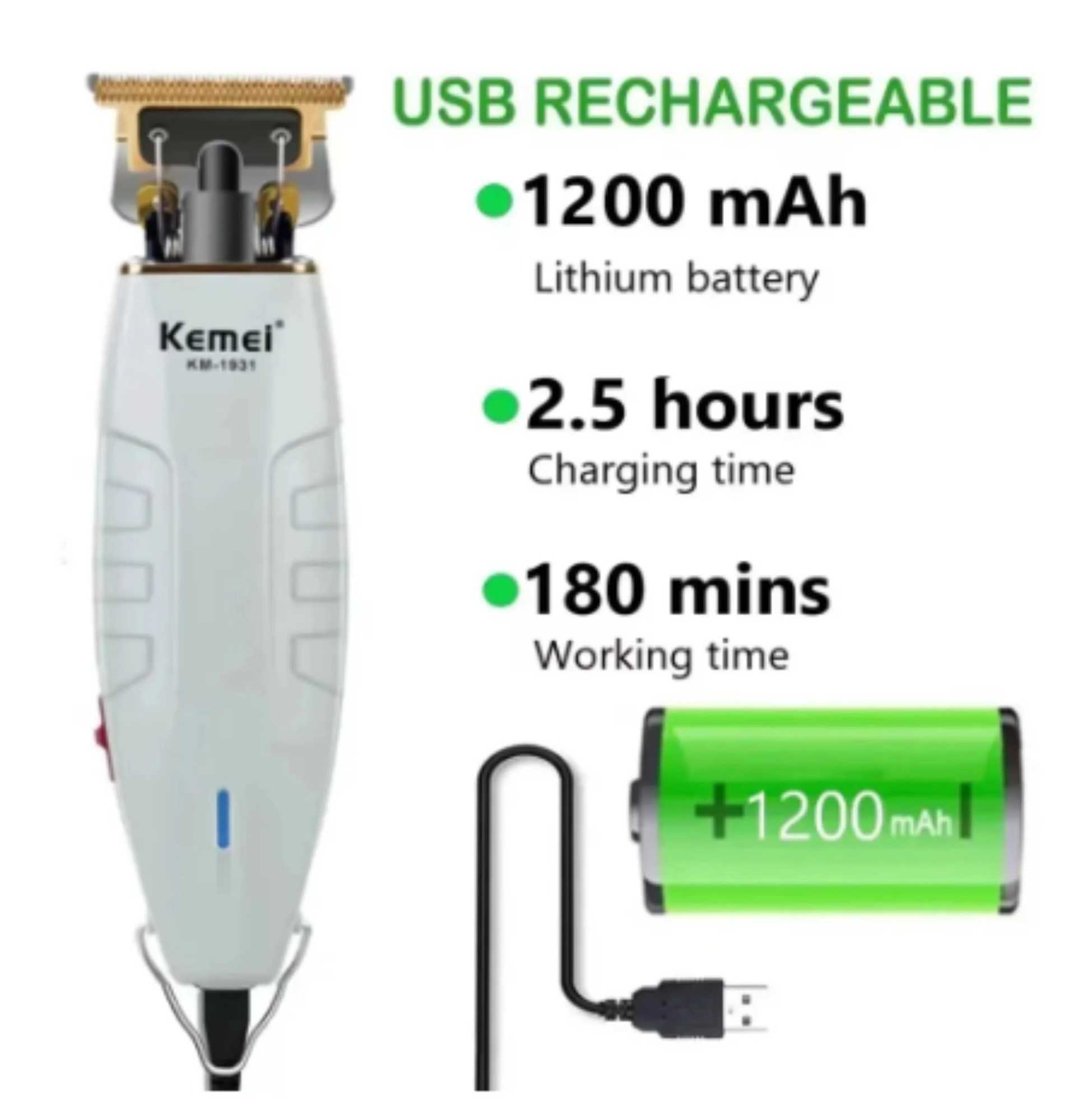 KM1931 Kemei Professional Electric Barber Shears Mens Stainless Steel Hair Clipper Shaving R250926