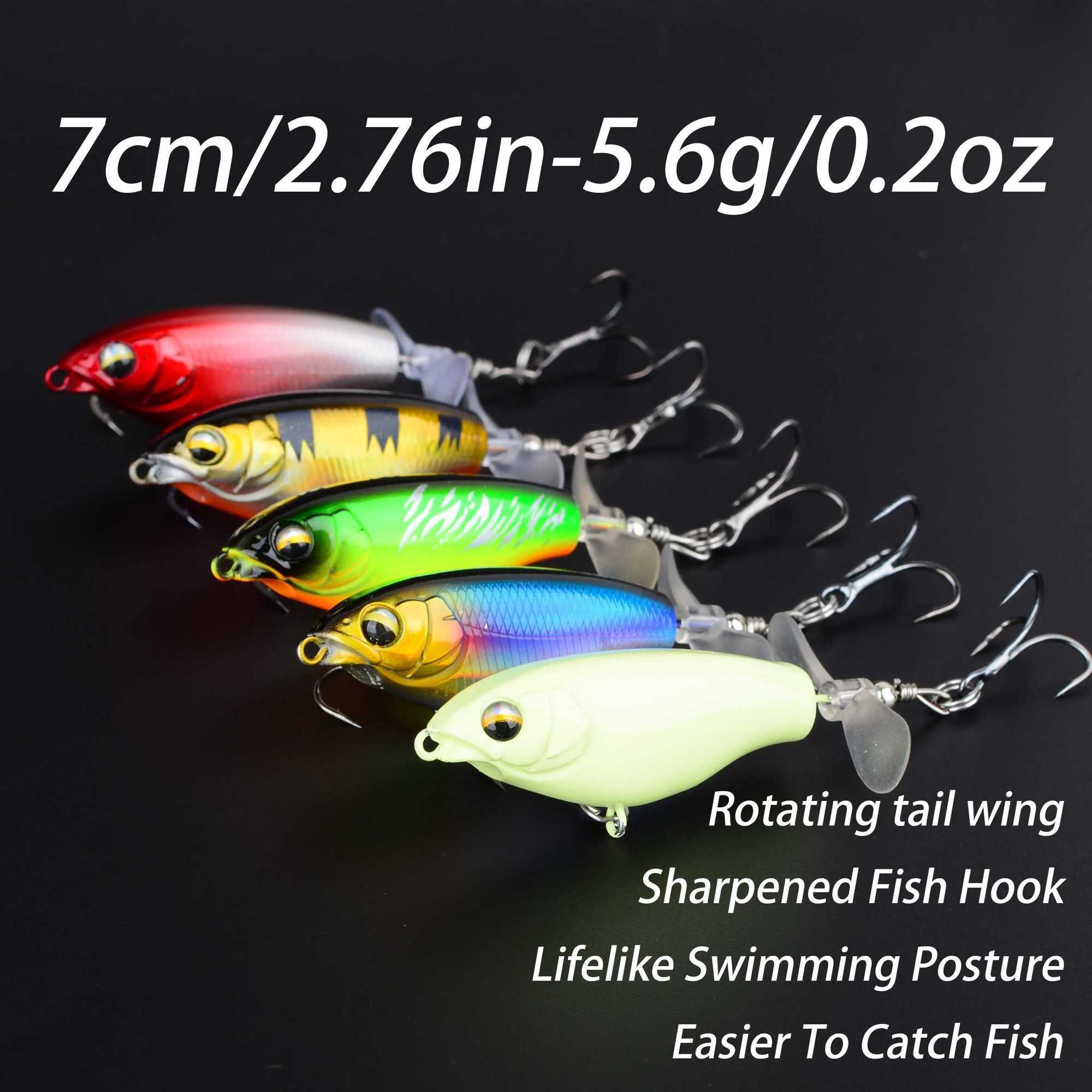 5Pcs Quality Whopper Plopper Wobbrs Topwater Popper Fishing Lure Hard Bait Rotating Tail Fishing Tack W250926