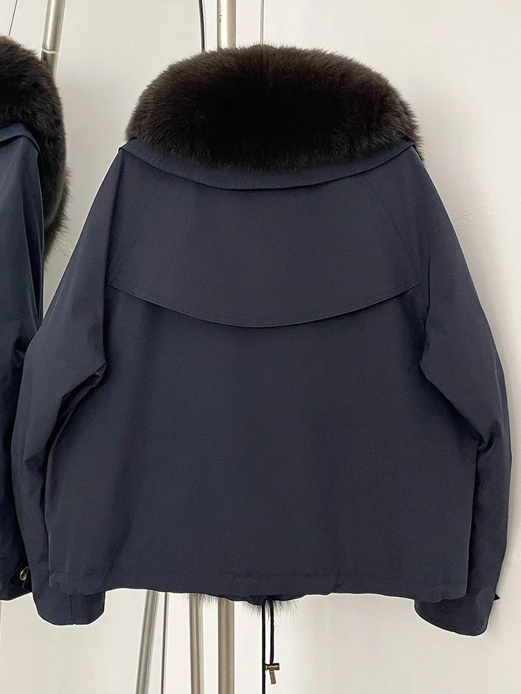 ZMEENNA Womens Black Trim Parka Jacket Warm Winter Coat ious Large Fur Collar Outerwear Chic Fashion Style ZM3362 250917