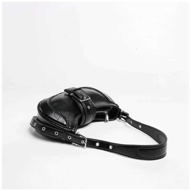 Women Y2K Fashion Shoulder Bags Black PU Leather Underarm Bags Ladies High Quality Handbags Hot Girls Armpit Bags Wallet Purse Z250926