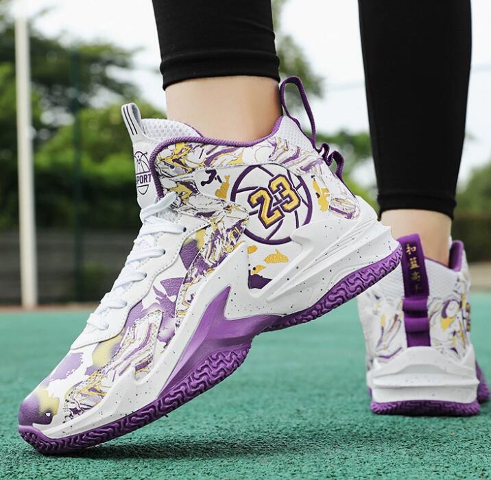 23 letter fashion men's sneaker practical basketball shoes junior high school boys' high top sports shoes casual running shoes Z 9.8-9