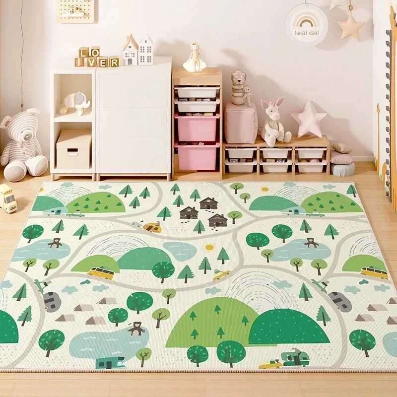 Childrens Room Play Area Carpet Living Room Bedroom Childrens Car Track Puzzle Game Mat Baby Play Crawl Mat Home Decoration C250926