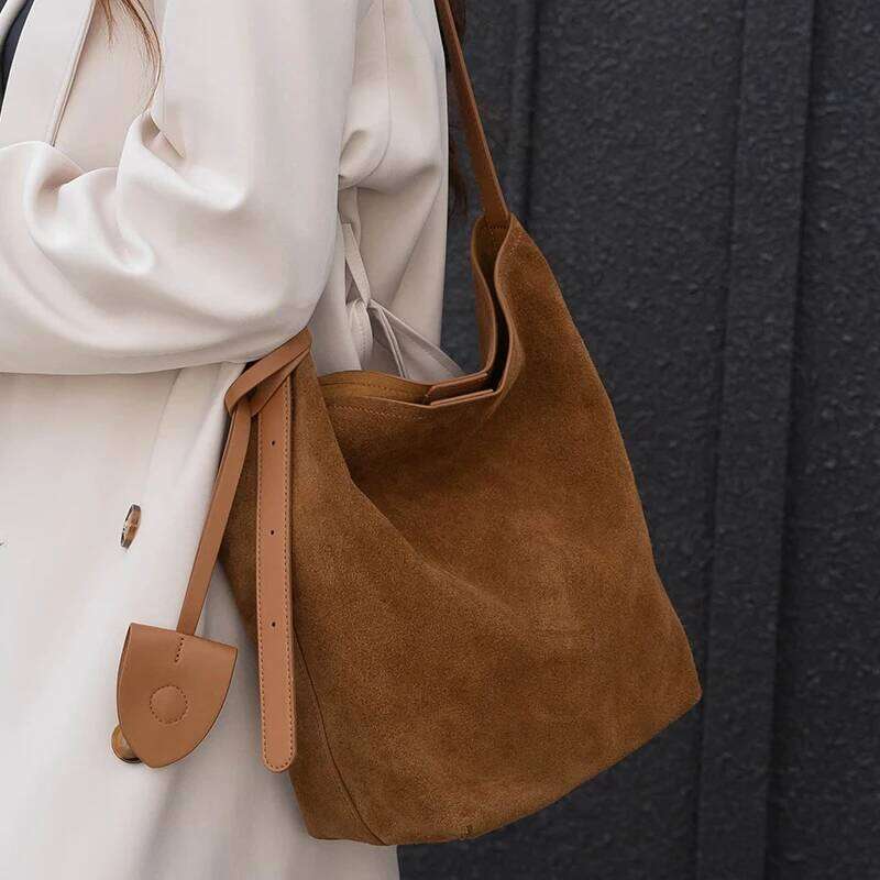 Women's Soft Frosted Cow Leather Shoulder Bag Female Retro Casual Cowhide Durable Handbags Ladies Fashion Trend Bags Girl Suotong2509