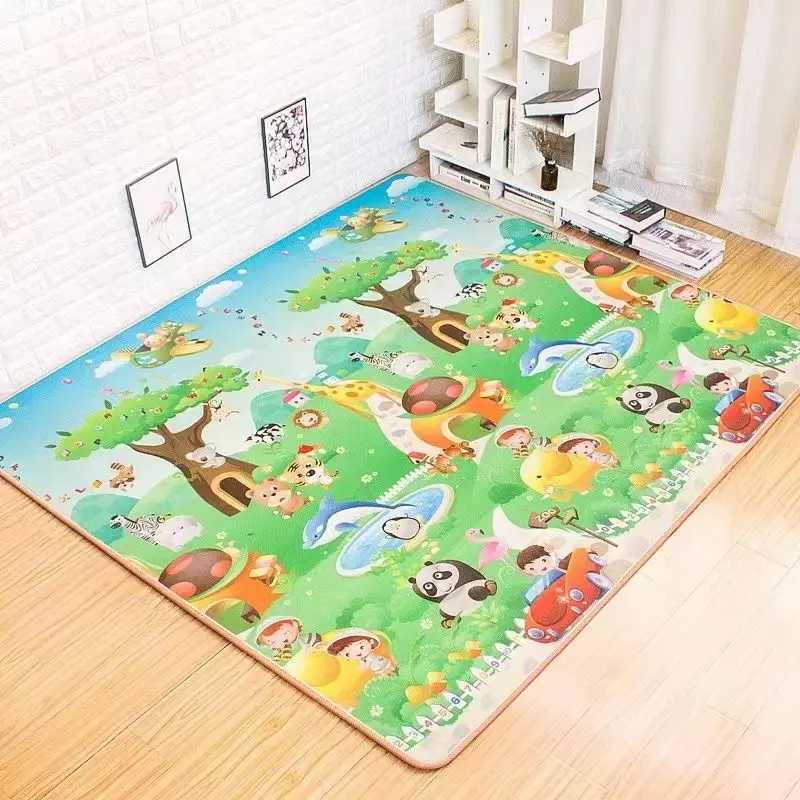 Baby Play Mat Doubel Sided Animals Kids Rug Educational Toys for Children Soft Floor Toddler Crawling Carpet Game Activity Gym C250926