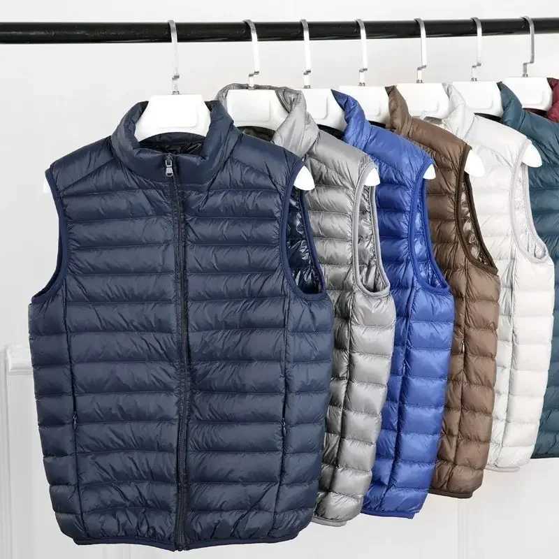 Autumn Winter Men Duck Down Vest 2024 Coat Ultralight Sleeveless Puffer Vest Jacket Ultra Thin Lightweight Down Jacket Waistcoat W250926