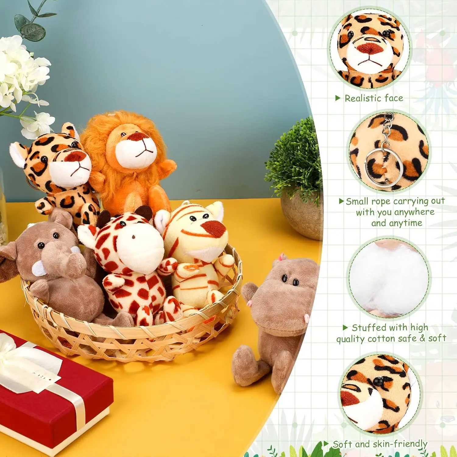 1236 PCS Small Safari Stuffed Animals Bulk 12cm Jungle Animal Mini Plush Toys for Party Favors Birthday Baby Shower Gift Bags Y250925