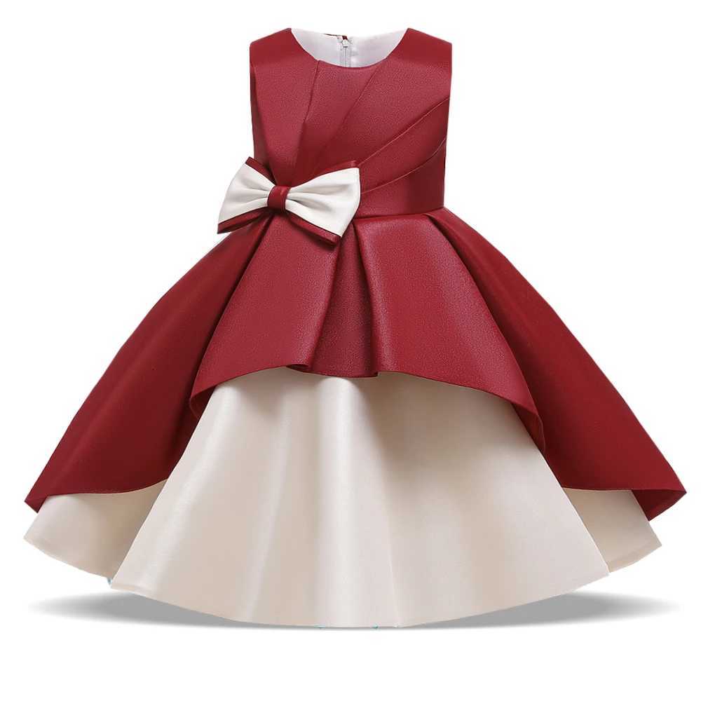 Elegant Bow Wedding Girls Dress Prom Kid Party Princess Dresses For Girl Bridesmaid Red Christmas Evening New Year Dress Vestido Z250926