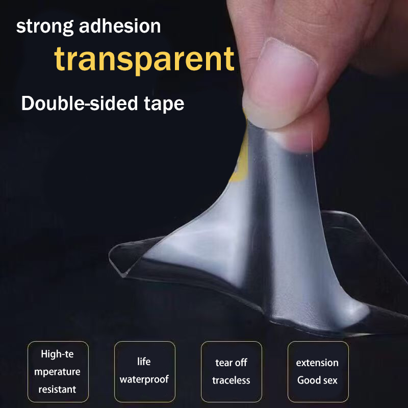 Strong, high viscosity transparent double-sided adhesive fixing vehicles, with no trace tape for fixing adhesive strips