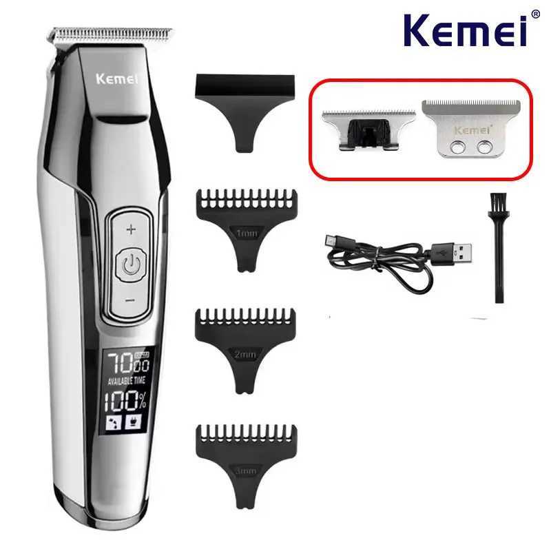 Kemei 5027 Barber Hair Trimmer Zero Gapped Cordless Edge Hair Clipper Close hair cutting Machine LCD Display Lining Dry Shaving R250926
