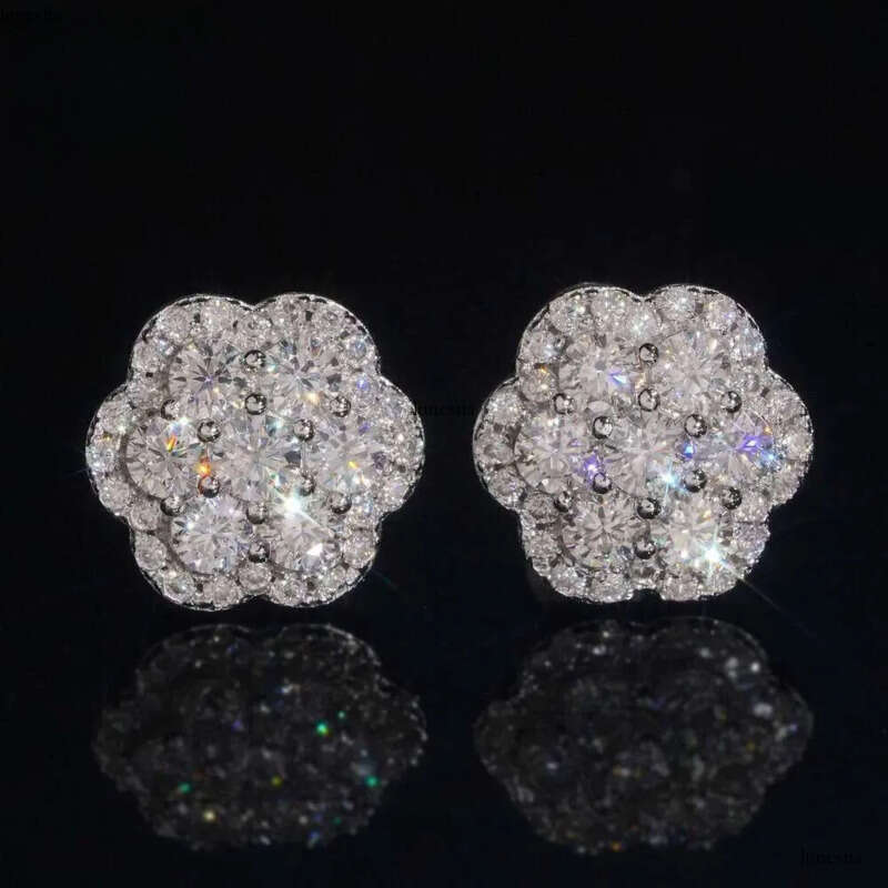 Elegant Dazzg Trendy wer 10MM Moissanite Dia Ear Studs For Men Women Hip Hop Jewelry Fine Earrings 10K Solid Gold