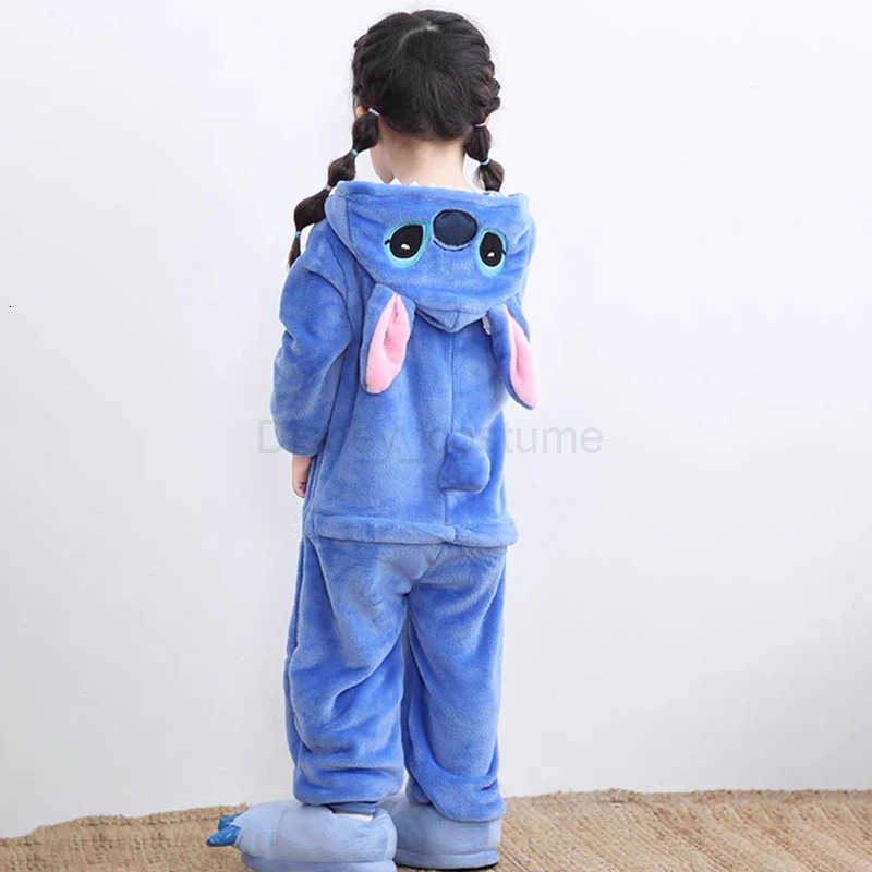 Disney Lilo Stitch OnePiece Pajamas Adult Children Cartoon Plush Kigurumi Onesies Winter Warm Clothes For Christmas Gifts H250926
