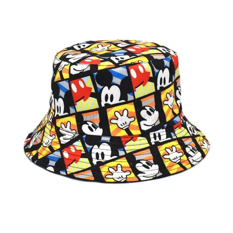 Disney Mickey Minnie Mouse Fisherman Hats Kawaii Donald Duck Printed Children Cosplay Beanies Caps Man Woman Outdoor Sun Hats H250926