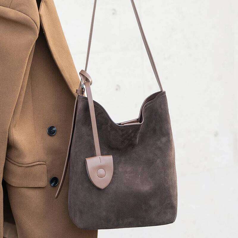 Women's Soft Frosted Cow Leather Shoulder Bag Female Retro Casual Cowhide Durable Handbags Ladies Fashion Trend Bags Girl Suotong2509