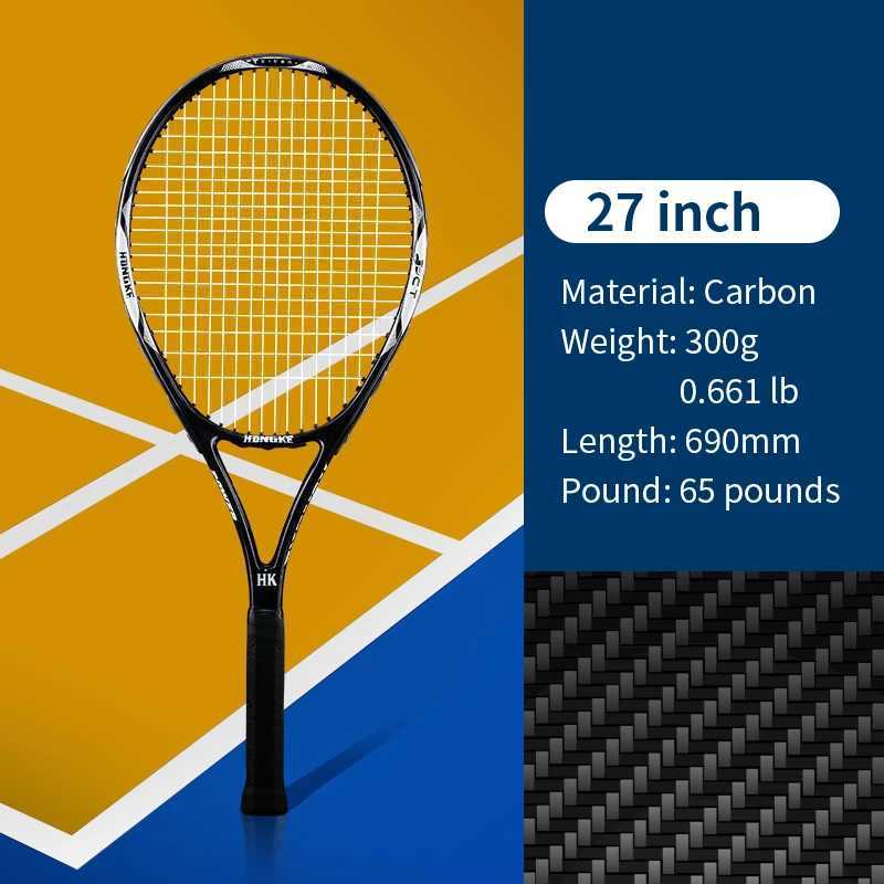 graphite 27 inch tennis racket Adult men women professional carbon fiber stiffness 50 tension offense white black elasticity J250926