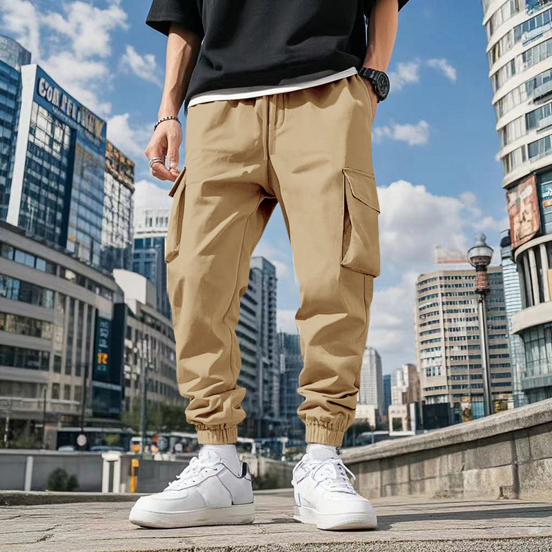 American Outdoor-Inspired Multi-Pocket Relaxed Fit Men's Cargo Pants with Tapered Ankles for Streetwear and Casual Sports European size: S-3XL