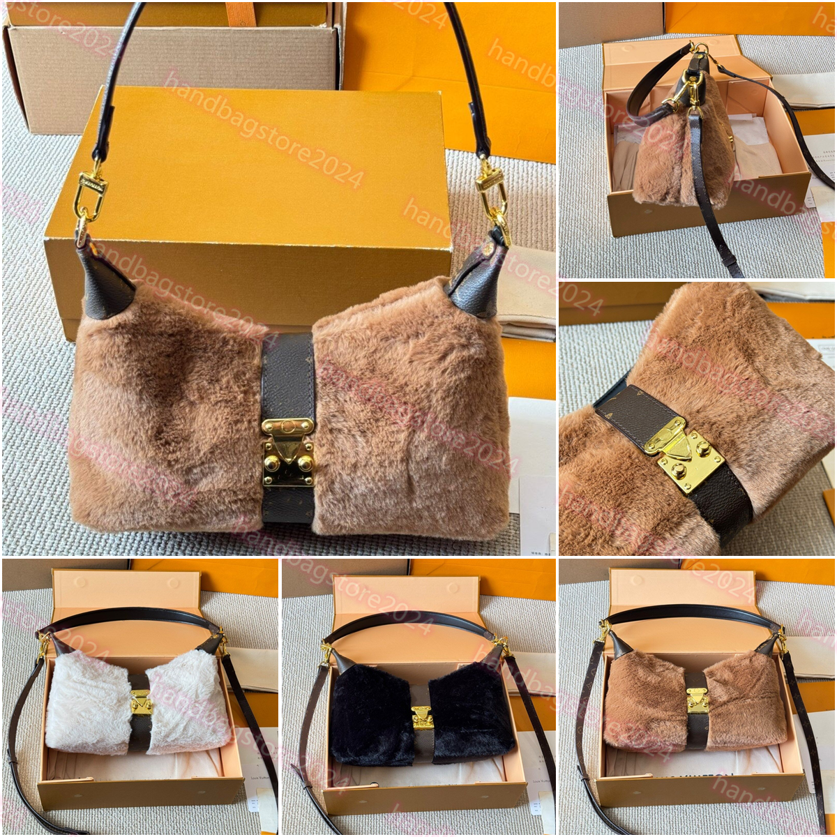 Autumn and winter new furry armpit bag women's baguette bag Diane handbag fashionable shoulder bag high quality leather multifunctional makeup bag crossbody bag