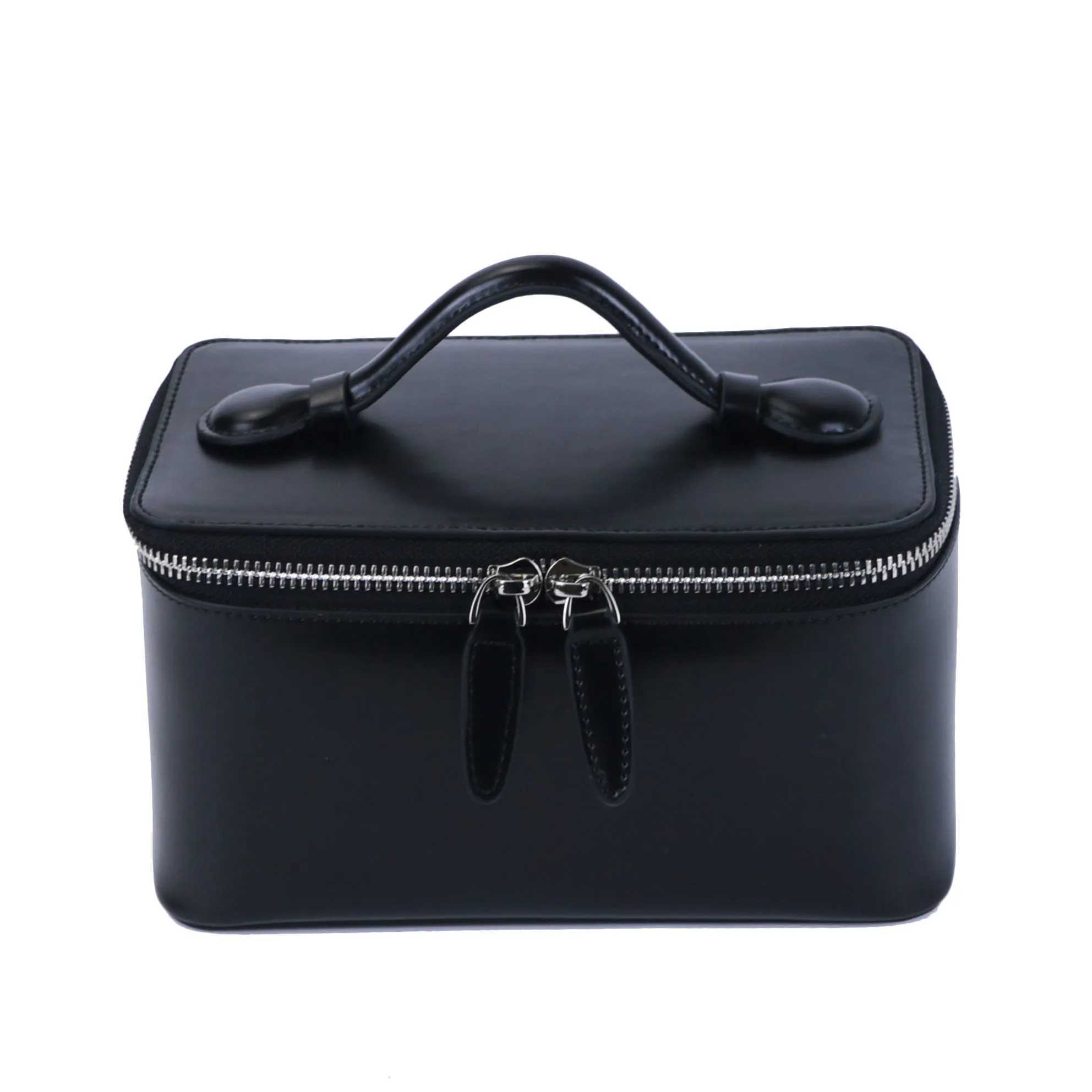 Free Customized Name LargeCapacity Genuine Leather HandHeld Cosmetic Bag Waterproof Stiff Travel Wash Bag Bath Storage Box J250926