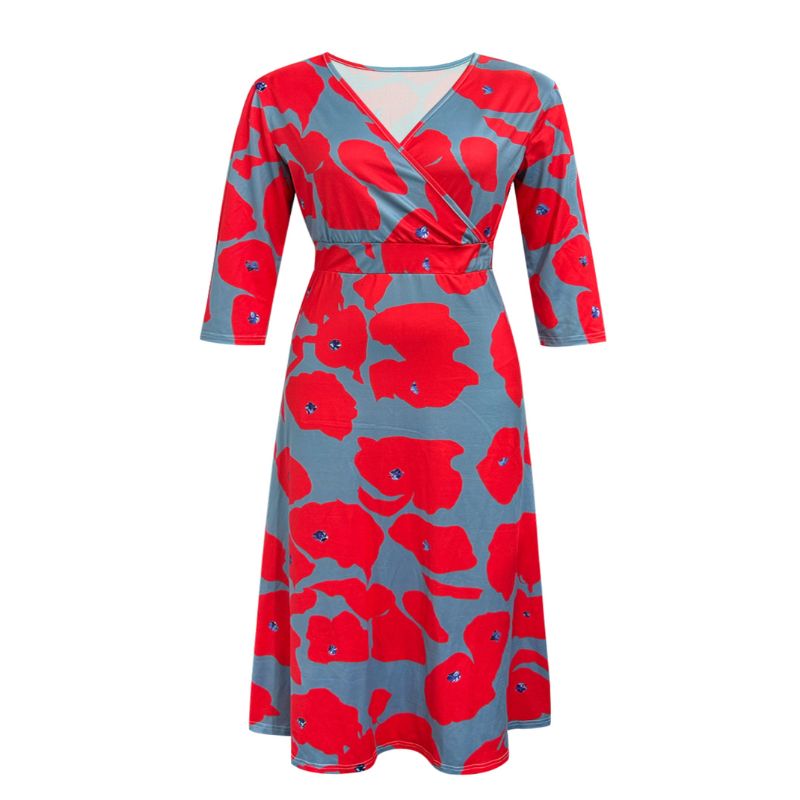 Women's Spring & Autumn New Elegant Fashion Daily Commute Midi Dress 3/4 Sleeve A - Line Dress-YL25378