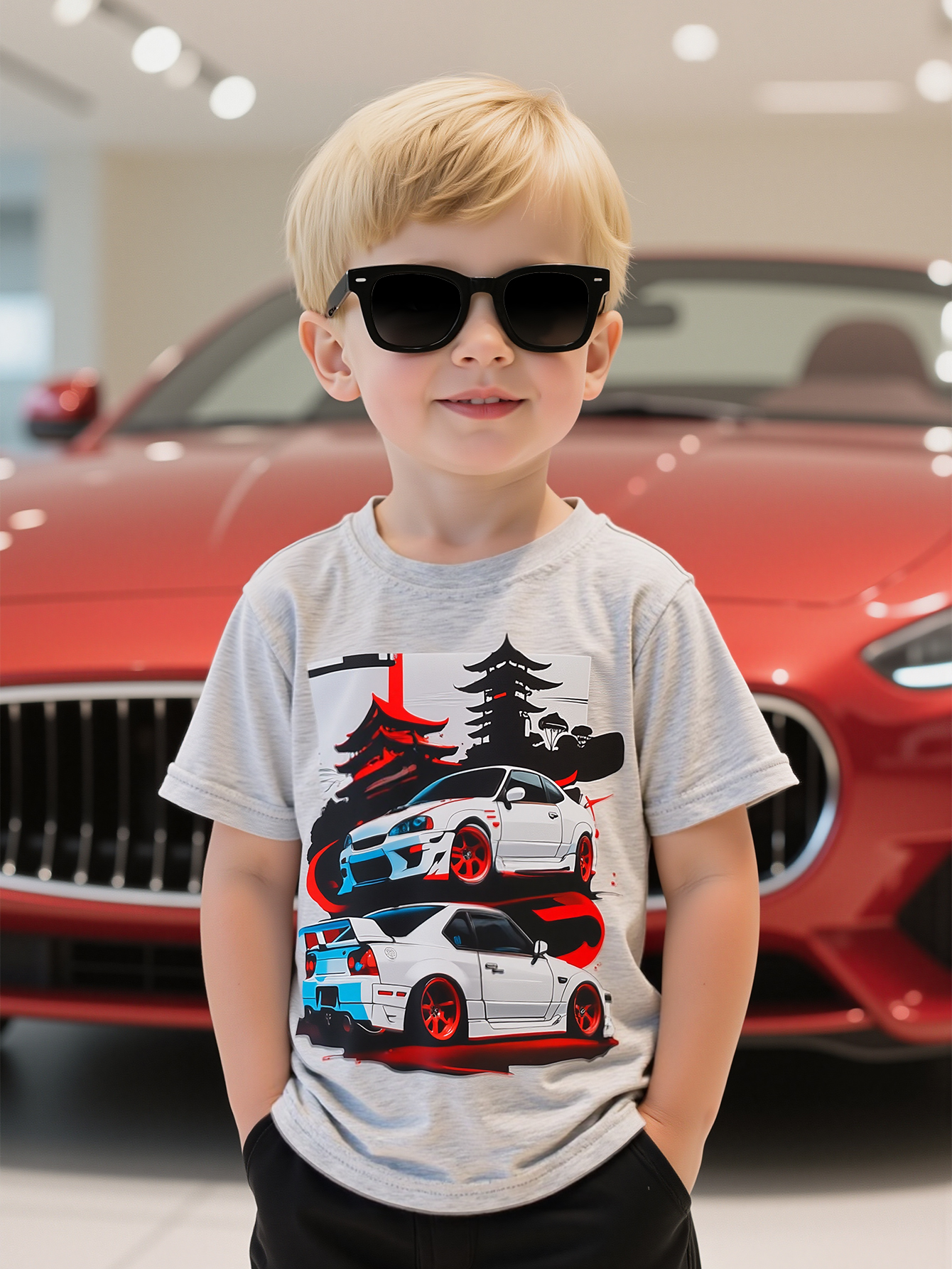 T-shirts Trendy Boys Collection: Trio Pack Kids Tees With Racing Theme & Fast Drying Technology