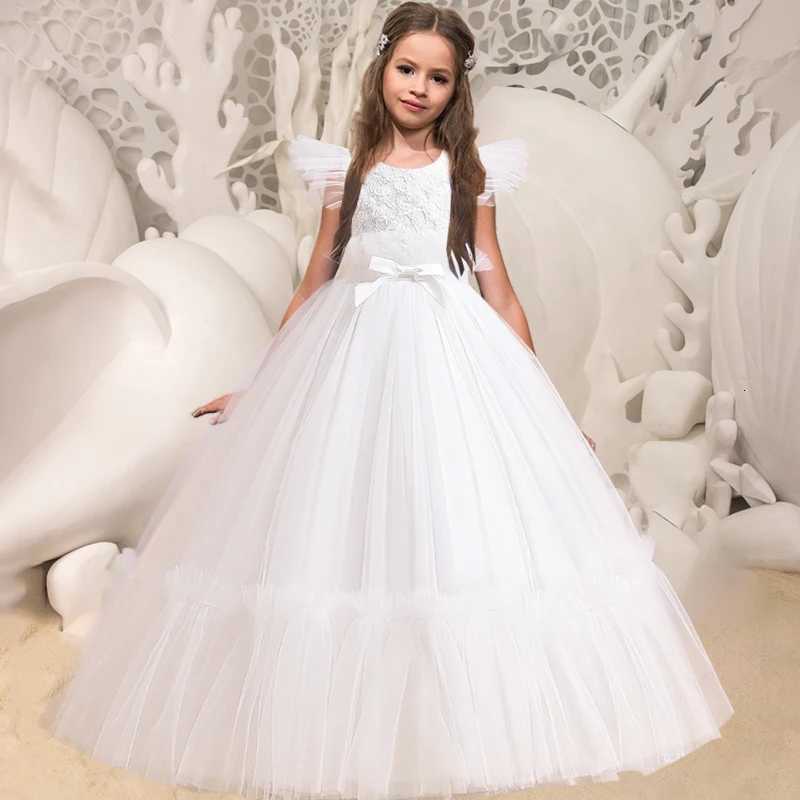 Girls Flower Bridesmaid Dress Tulle Wedding White Princess Party Birthday Dresses for Kids First Communion Prom Evening Vestidos Z250926