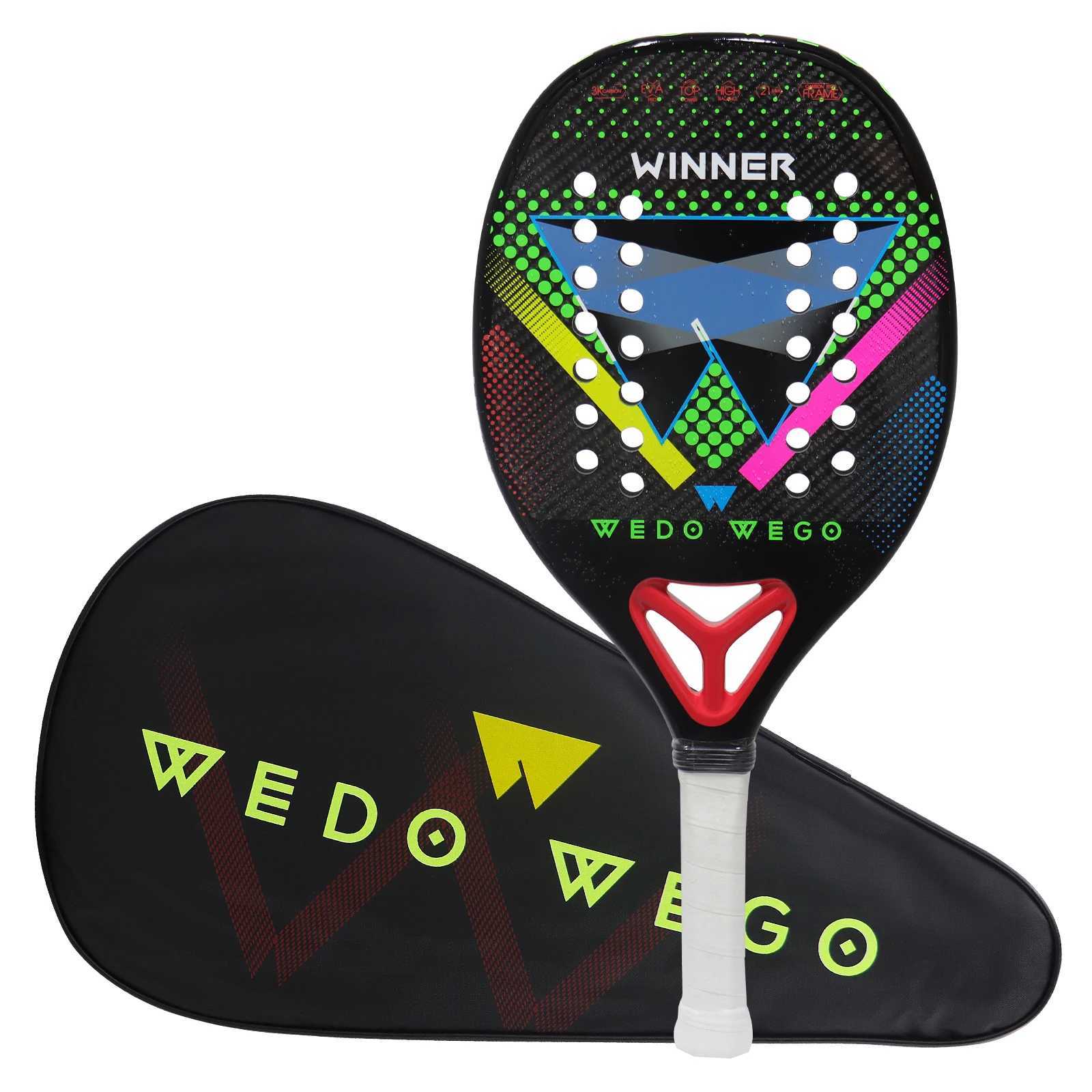 Beach Tennis Racket 3K12KKevlar Carbon Fiber Grit Face EVA Memory Foam Core Outdoor Sports Ball Racket with Covery J250926